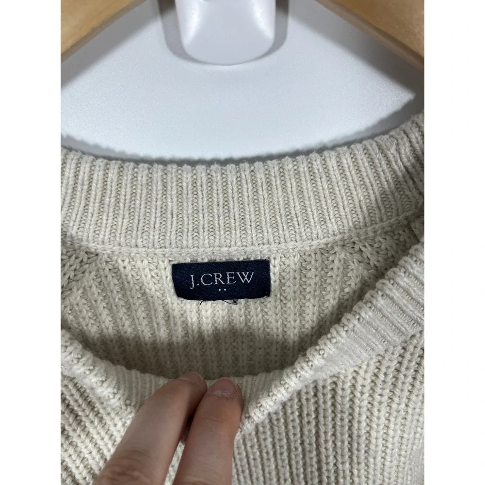 J Crew Men Crewneck Chunky Knit Sweater 2XL Beige Minimalist Capsule New England